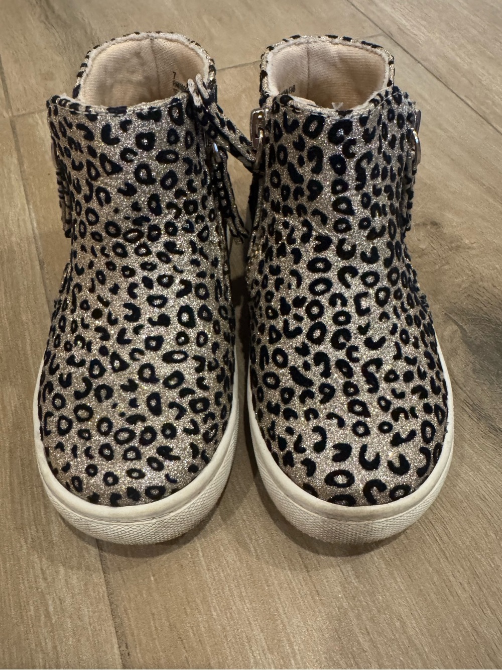 Harper Canyon Glitter Leopard Zip Boots - Beige/Black